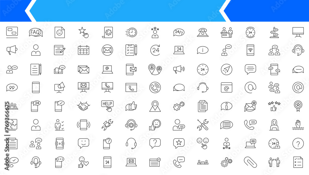 Poster customer service and support line icons collection. big ui icon set in a flat design. thin outline i