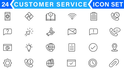 set of support icons, help, communication, info, customer service