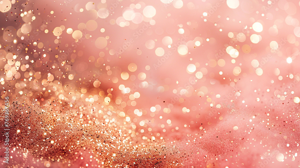 Poster a pink background with glittery dots. the dots are scattered all over the background, creating a sen