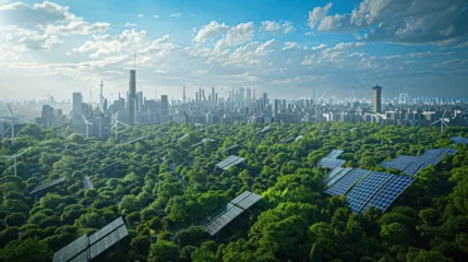 Foto op Plexiglas A Futuristic Urban Landscape Embracing Sustainability © Nijam