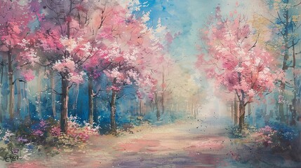 Soft pastel watercolor, spring theme