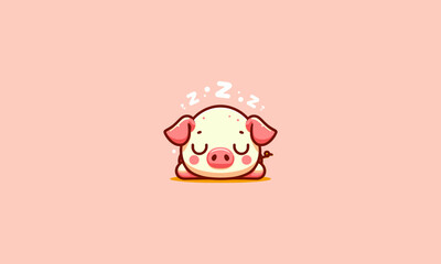 Naklejka premium pig sleep vector illustration mascot design