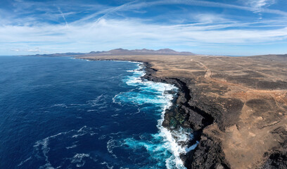 Fototapeta na wymiar Lanzarote island landscape - high view - taken in 2015