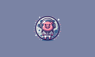 pig wearing uniform astronaut vector mascot design