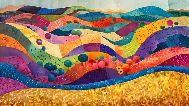 colorful pasture landscape abstract oil painting abstract decorative painting background