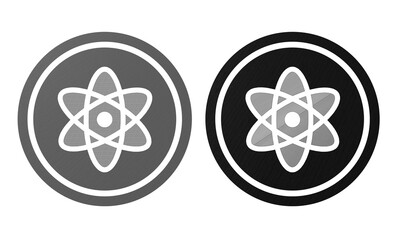 atom icon symbol black and gray background