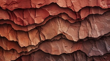 Detailed view of a striking rock formation with rich red and brown colors, creating a captivating backdrop, background, wallpaper