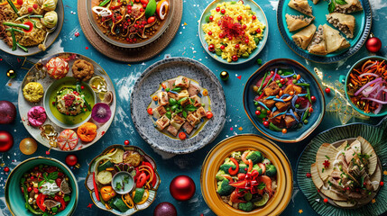 Obraz premium Artistic Presentation of Global New Year's Food Traditions