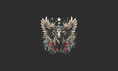 Obraz premium moose with big wings background splash vector artwork design