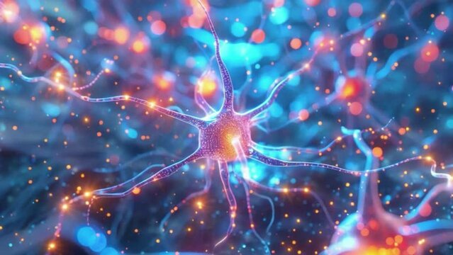 A close up of a brain with many neurons 4K motion