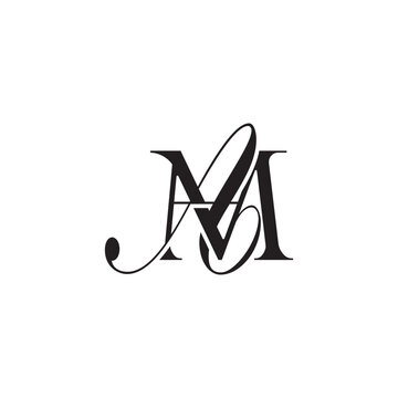 Initial Mixed Letter Logo. Logotype design. Simple Luxury Black Flat Vector MA