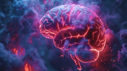 Obraz premium 3D Illustration : Human head brain anatomy on scientific background