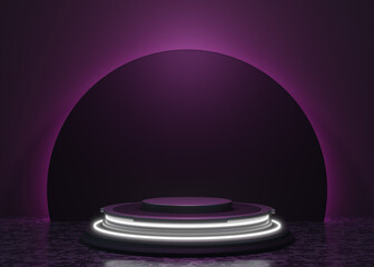 3D Futuristic Neon Podium Background