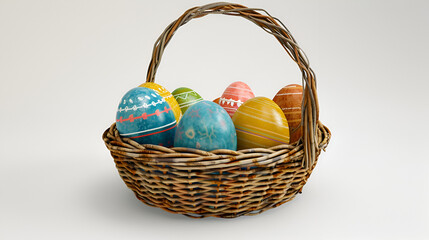 Fototapeta na wymiar Easter Eggs A Basket of Easter Eggs Aspect 16:9