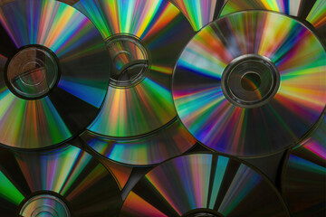 Compact Discs Reflecting Colorful Light Spectrum