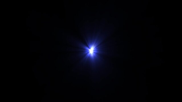 Blue rays of lights optical lens flares shiny animation art background. Lighting lamp rays effect dynamic bright video footage. Gold glow star optical flare motion
