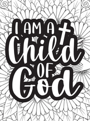 Christian Jesus Quotes Flower Coloring Page Beautiful black and white illustration for adult coloring books