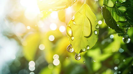 A leaf with water droplets on it