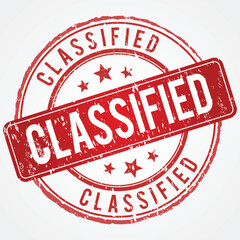 Classified stamp in Grunge Red Shade 