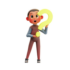3d illustration Kid Asking Questions