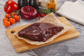 Raw beef liver for cooking