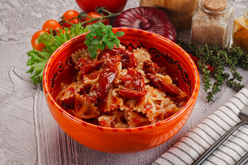 Italian pasta with dry tomato