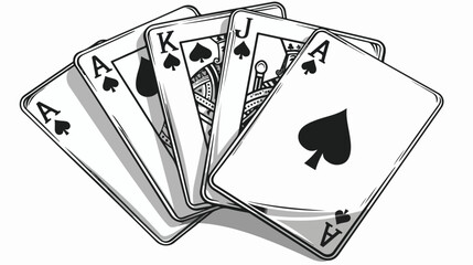 Four aces poker cards icon cartoon black and white - obrazy, fototapety, plakaty
