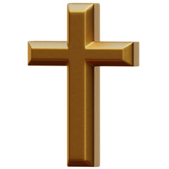 3D Christian Gold Cross Illustration