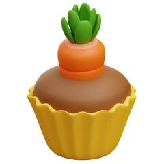 3D Carrot Cupcake Illustration