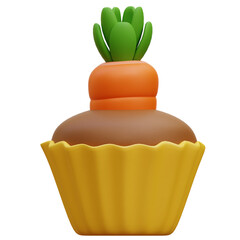 3D Carrot Cupcake Illustration