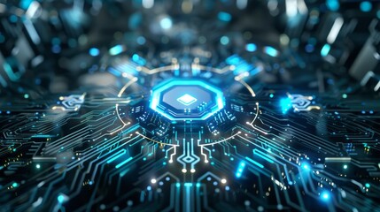 Futuristic electronic circuit technology: abstract 2d illustration