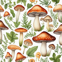 Cute mushrooms colorful background