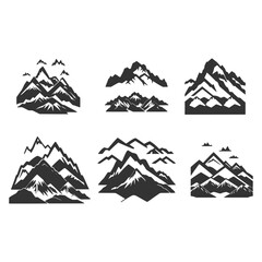 mountain silhouette , set of blue rocky mountain silhouette. bundle vector.