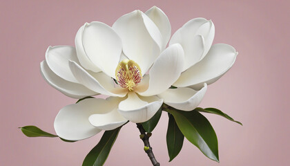 elegant magnolia blooms with velvety petals isolated on a transparent background for design layouts colorful background