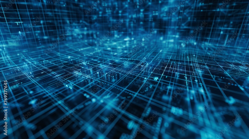 Aufkleber futuristic grid line patterns on abstract blue hi-tech background