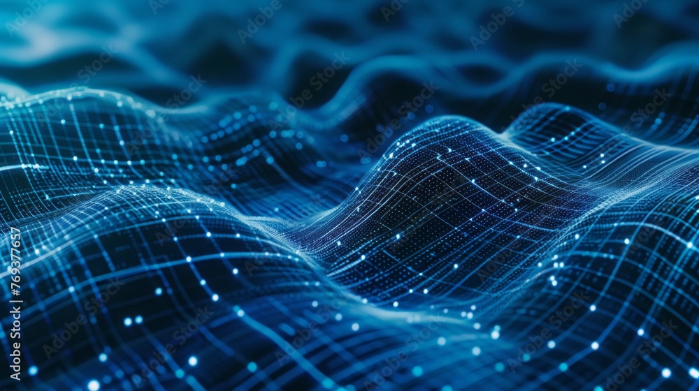 Poster futuristic grid line patterns on abstract blue hi-tech background