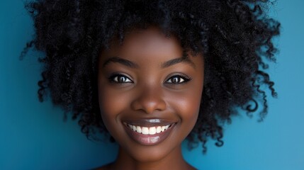 Close-up of person with a smile on their face - obrazy, fototapety, plakaty