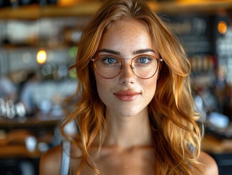 A woman wearing glasses poses for a picture