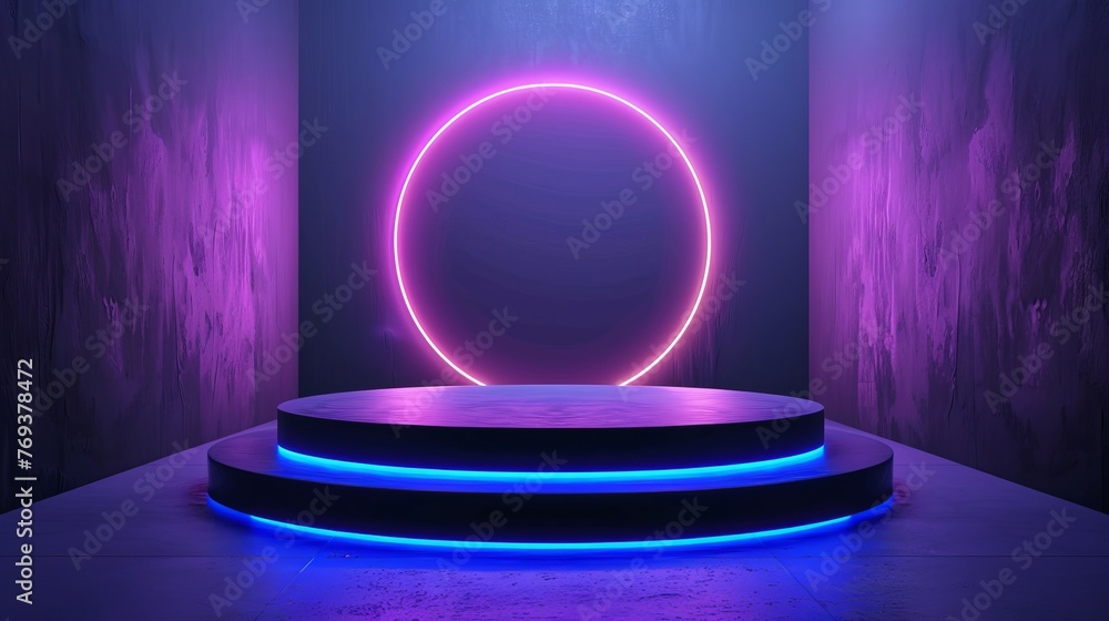 Aufkleber futuristic pedestal abstract background: sleek display stand for product presentation in modern sett