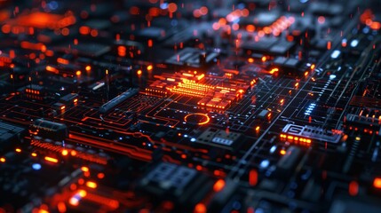 Obraz premium Vibrant abstract technology background with futuristic electronics - high-tech digital design for modern concepts and innovation