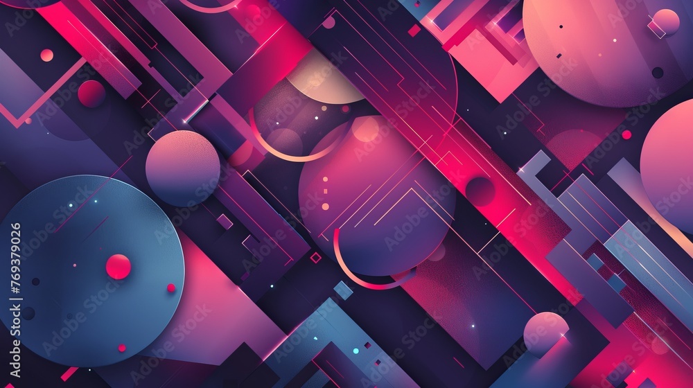 Poster mesmerizing abstract background: geometric shapes intersecting in harmonious chaos