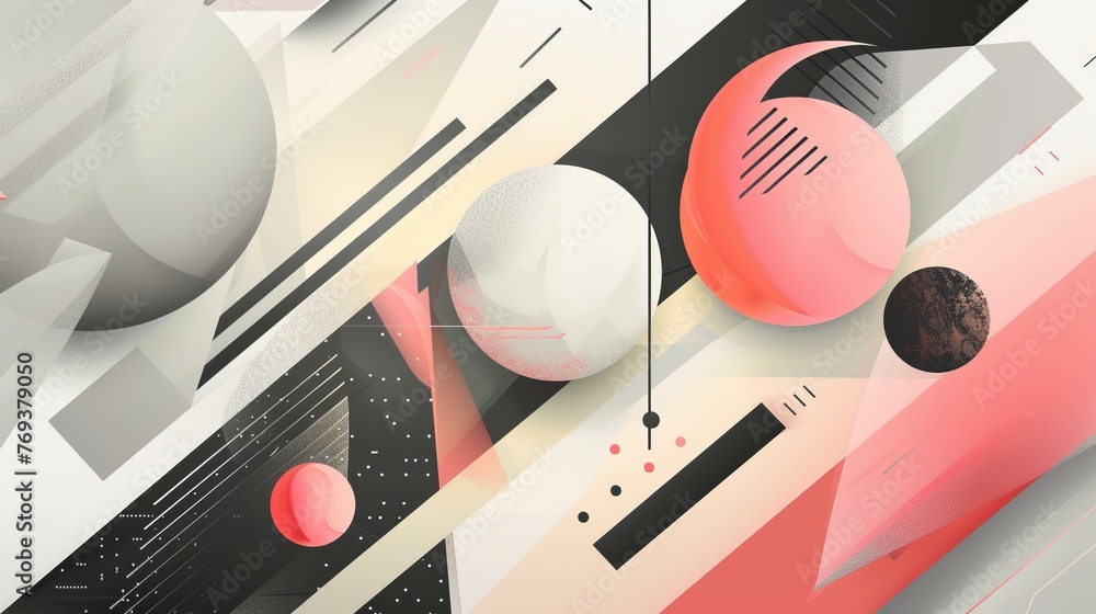 Poster mesmerizing abstract background: geometric shapes intersecting in harmonious chaos