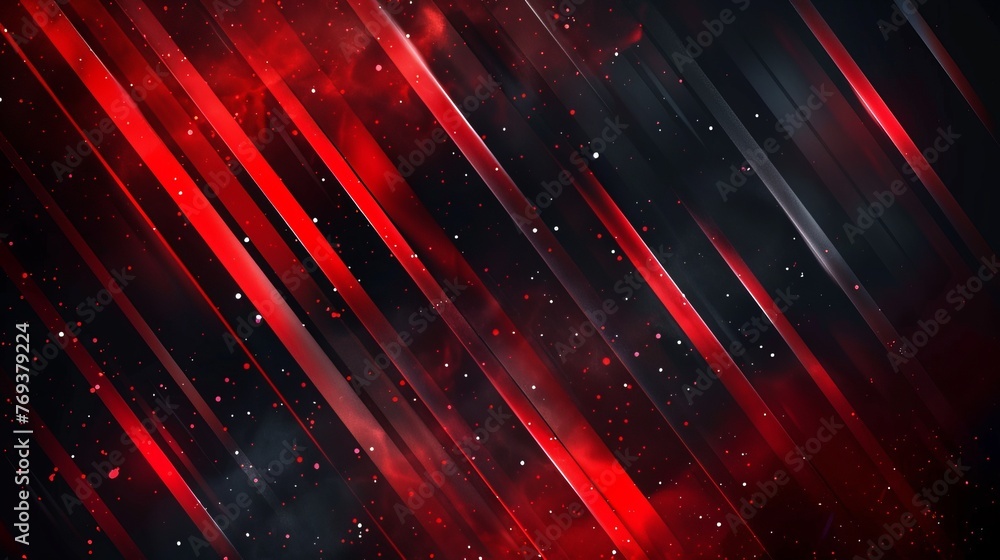 Poster dynamic black and red abstract background: modern dark geometric design with diagonal lines and 3d e