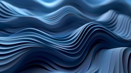 Mesmerizing abstract background: blue smooth waves with wavy lines, hypnotic visuals