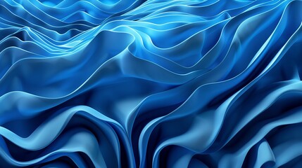 Mesmerizing abstract background: blue smooth waves with wavy lines, hypnotic visuals