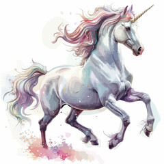 Obraz na płótnie Canvas Gorgeous Unicorn Clipart isolated on white background
