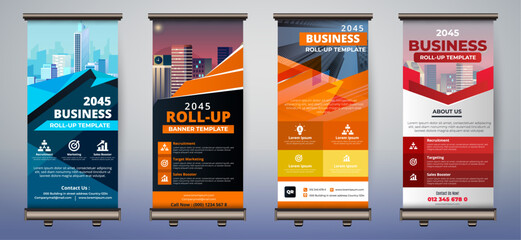 Business Roll Up Set. Stand Banner Template, Abstract banner Background vector, flyer, presentation, leaflet, j-flag, x-stand, x-banner, exhibition display - obrazy, fototapety, plakaty