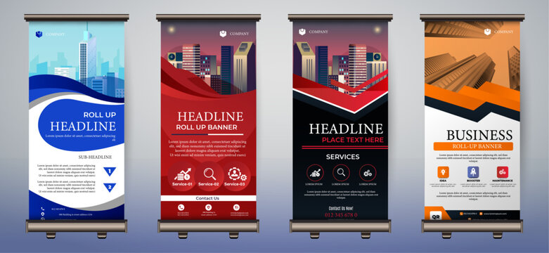 Business Roll Up Set. Stand Banner Template, Abstract banner Background vector, flyer, presentation, leaflet, j-flag, x-stand, x-banner, exhibition display