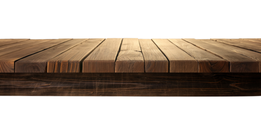 Empty wooden table for product display montage with Transparent Background