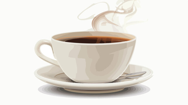 Coffee cup with smoke Flat vector 